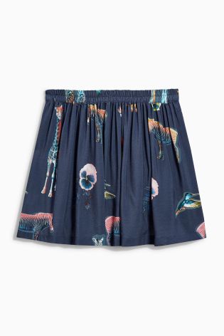 Navy Animal Print Flippy Skirt (3-16yrs)